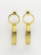 NVR Women Golden Linked Round Circle Attached Drop Earrings | Grocsy