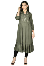 Joban Fashion Olive Cotton Rayon Tunic | Grocsy