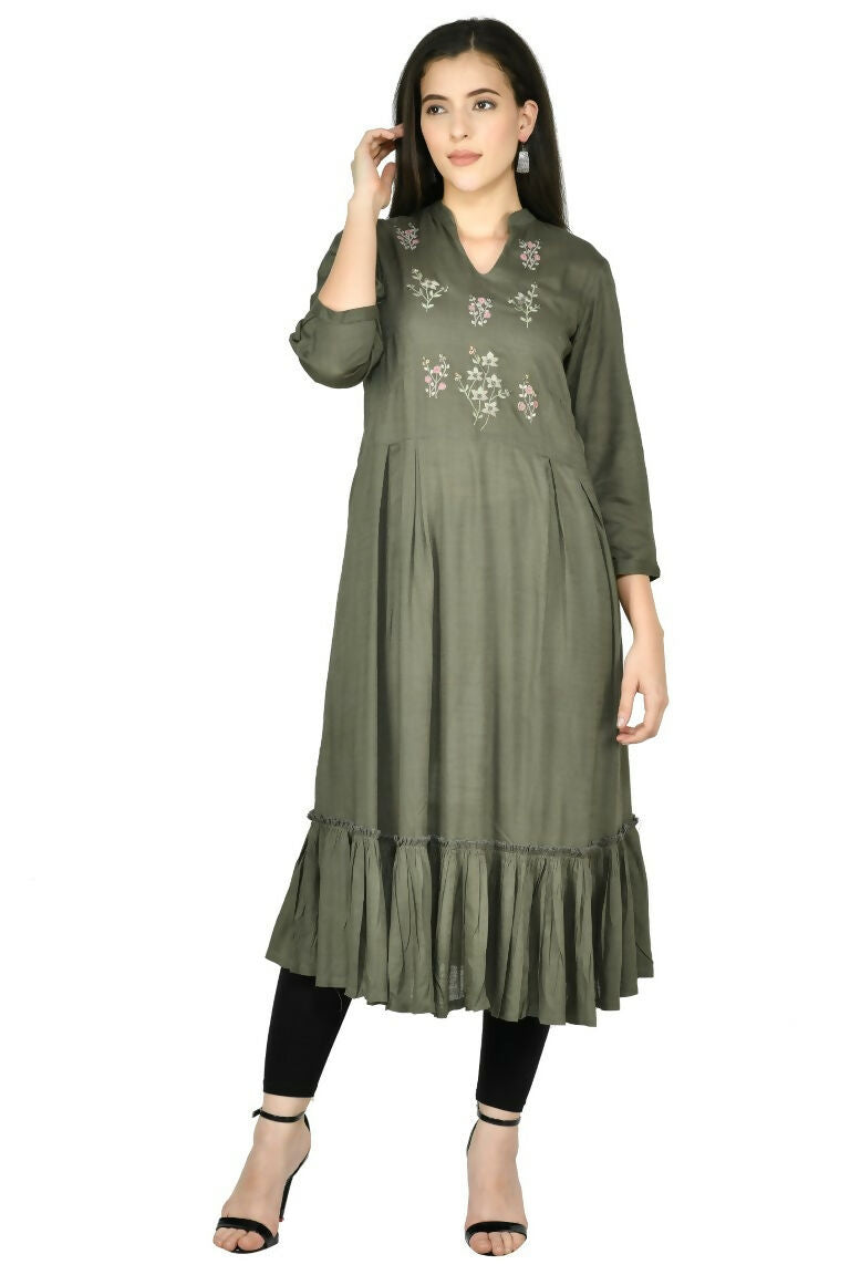 Joban Fashion Olive Cotton Rayon Tunic | Grocsy