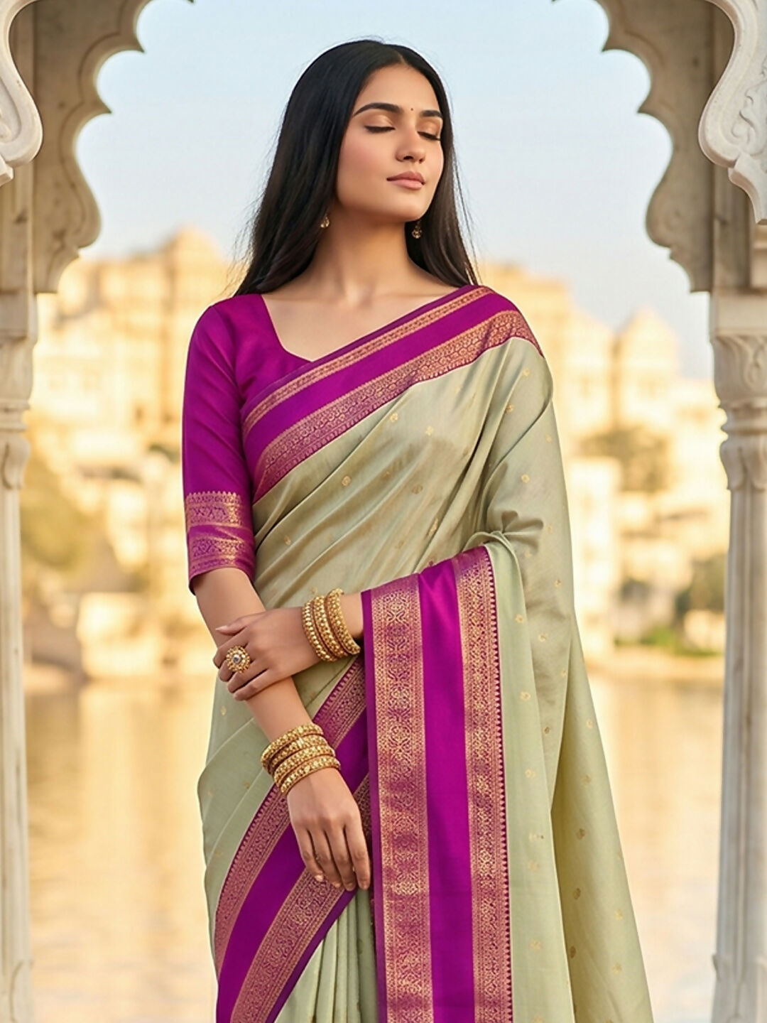 Shree Shyam Fashion Chiku Silk Blend Saree | Grocsy