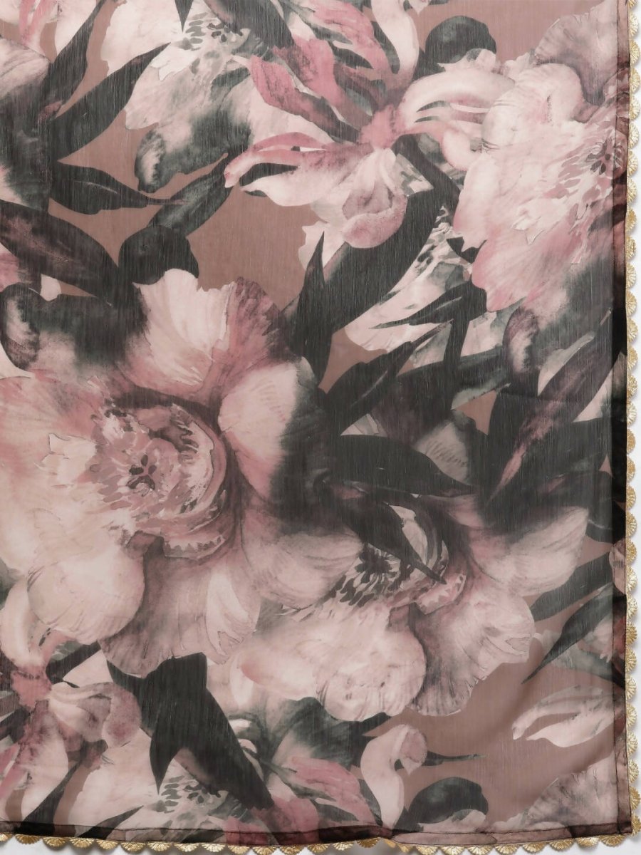 Ahalyaa Women Regular Kurta with Palazzos & With Dupatta - Brown Color | Grocsy
