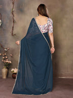 Partywear traditional Georgette Morpich Fancy Saree - Anbazaar | Grocsy