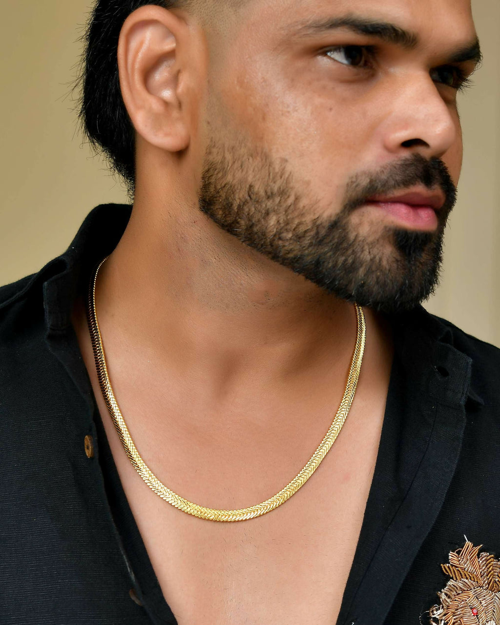 VOJ Men's Gold-Polished Self Designed Snake Chain | Grocsy
