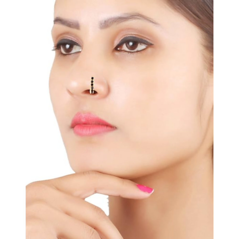 Thanu's Craft Oxidised Nose Pin Ring Studs Black Metal Germam silver Nosepin for Women | Grocsy