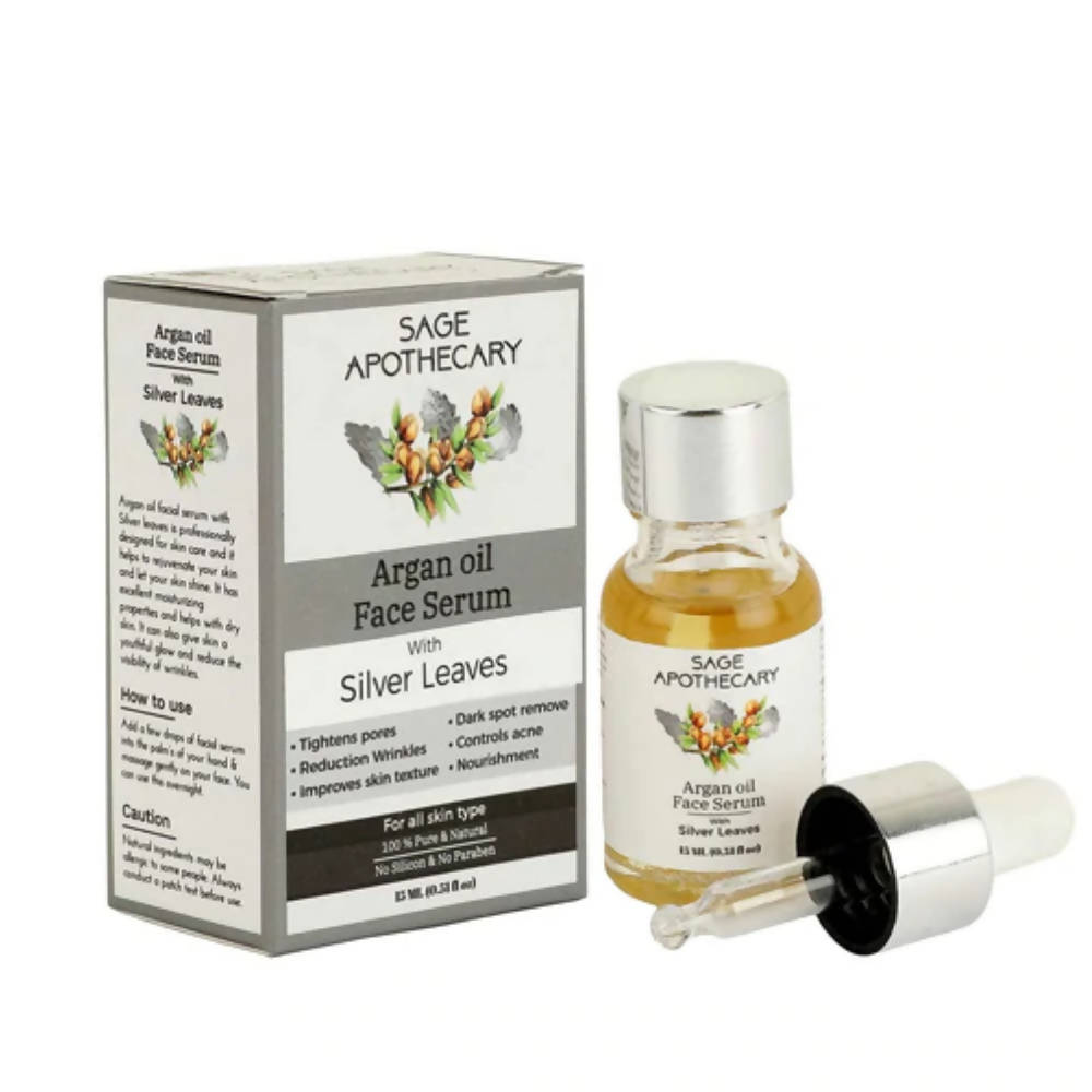 Sage Apothecary Argan Oil Face Serum With Silver Leaves | Grocsy