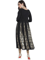 Ahalyaa Black Crepe Foil Printed Anarkali Kurta | Grocsy
