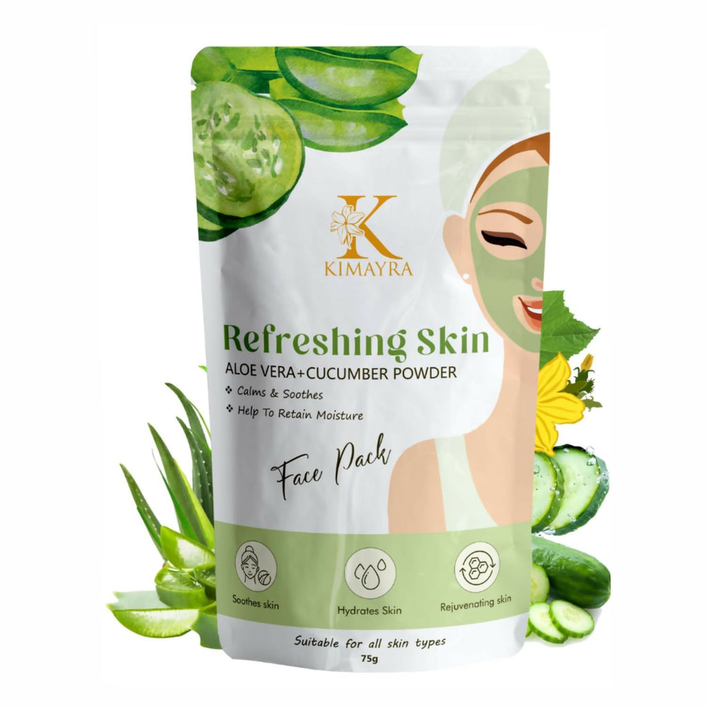 Kimayra Aloe Vera + Cucumber Face Pack Powder For Refreshing Glow Skin, Helps In Anti ?Ageing | Grocsy