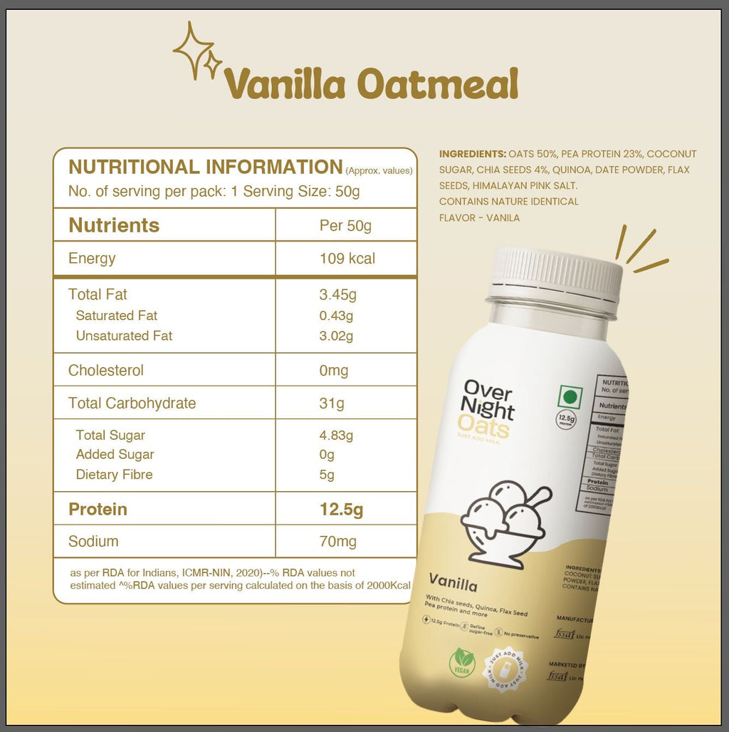 OverNightOats Vegan Vanilla Oatmeal | Grocsy
