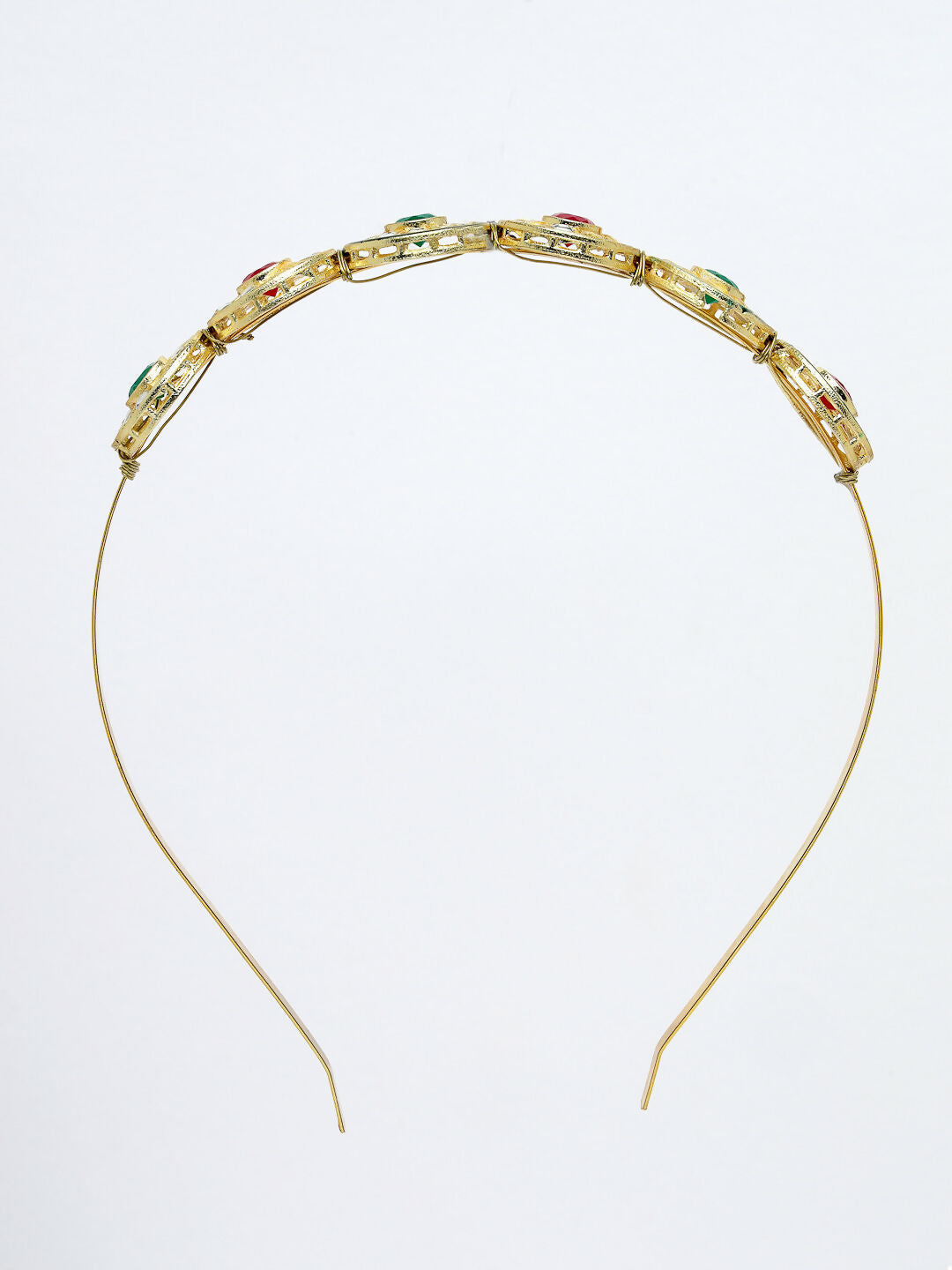 NVR Women's Multi colour Kundan Gold-Polished Embellished Hairband | Grocsy