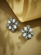 Nuyug 22K Gold-Plated Crystal & Zircon Stone Studded Floral Studs | Grocsy