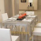 Casa-Nest Thick Pvc Golden Lace Waterproof Rectangular 8 Seater Dining Table Cover | Grocsy