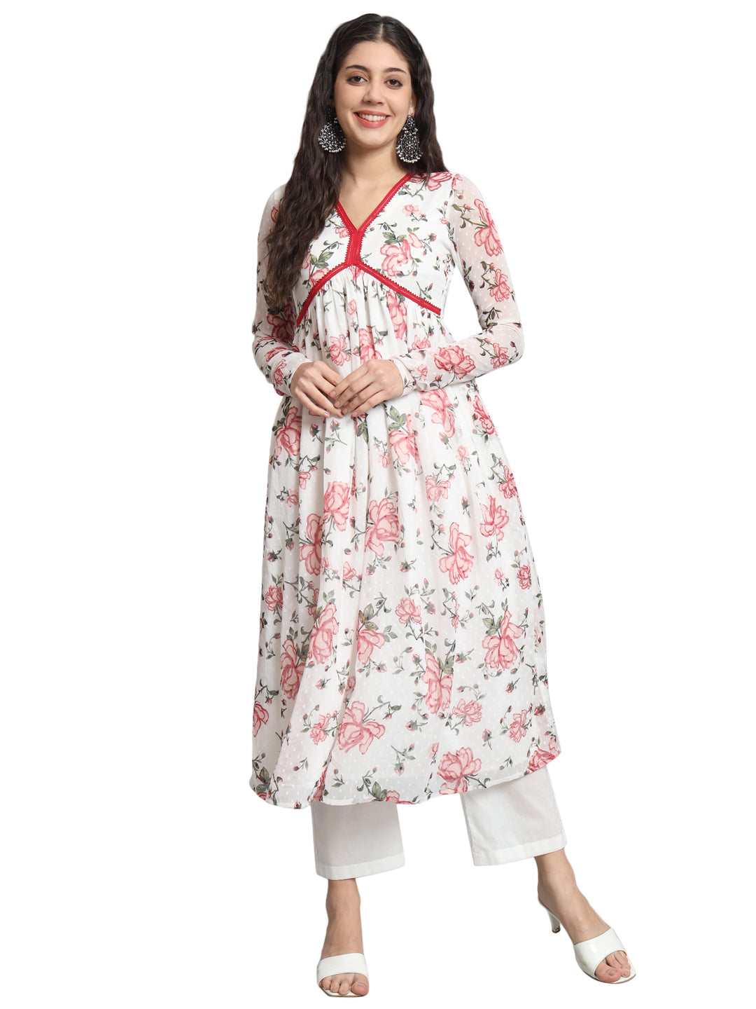 Fab Fashion White Floral Alia Cut Set | Grocsy