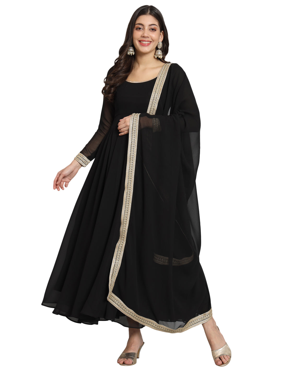 Fab Fashion Black Gota Anarkali Set | Grocsy