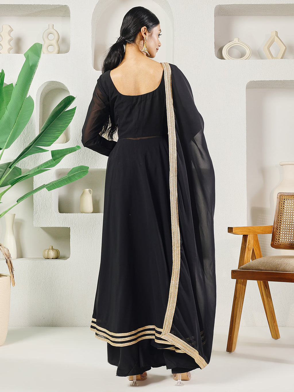 Fab Fashion Black Solid Anarkali Set | Grocsy