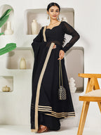 Fab Fashion Black Solid Anarkali Set | Grocsy