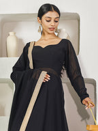 Fab Fashion Black Solid Anarkali Set | Grocsy