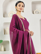 Fab Fashion Purple Solid Anarkali Set | Grocsy