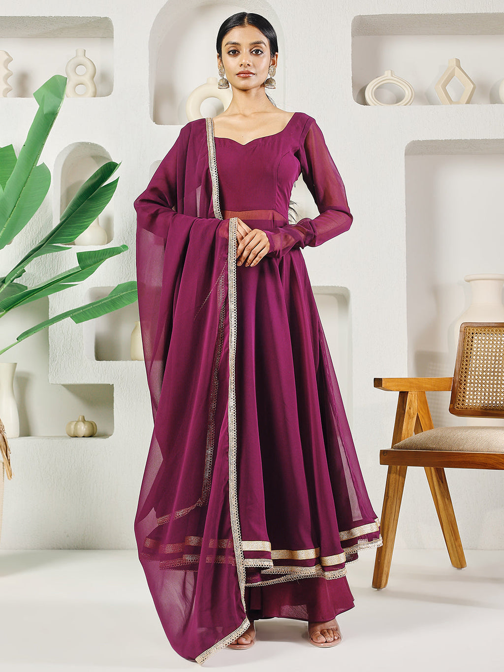 Fab Fashion Purple Solid Anarkali Set | Grocsy