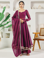 Fab Fashion Purple Solid Anarkali Set | Grocsy