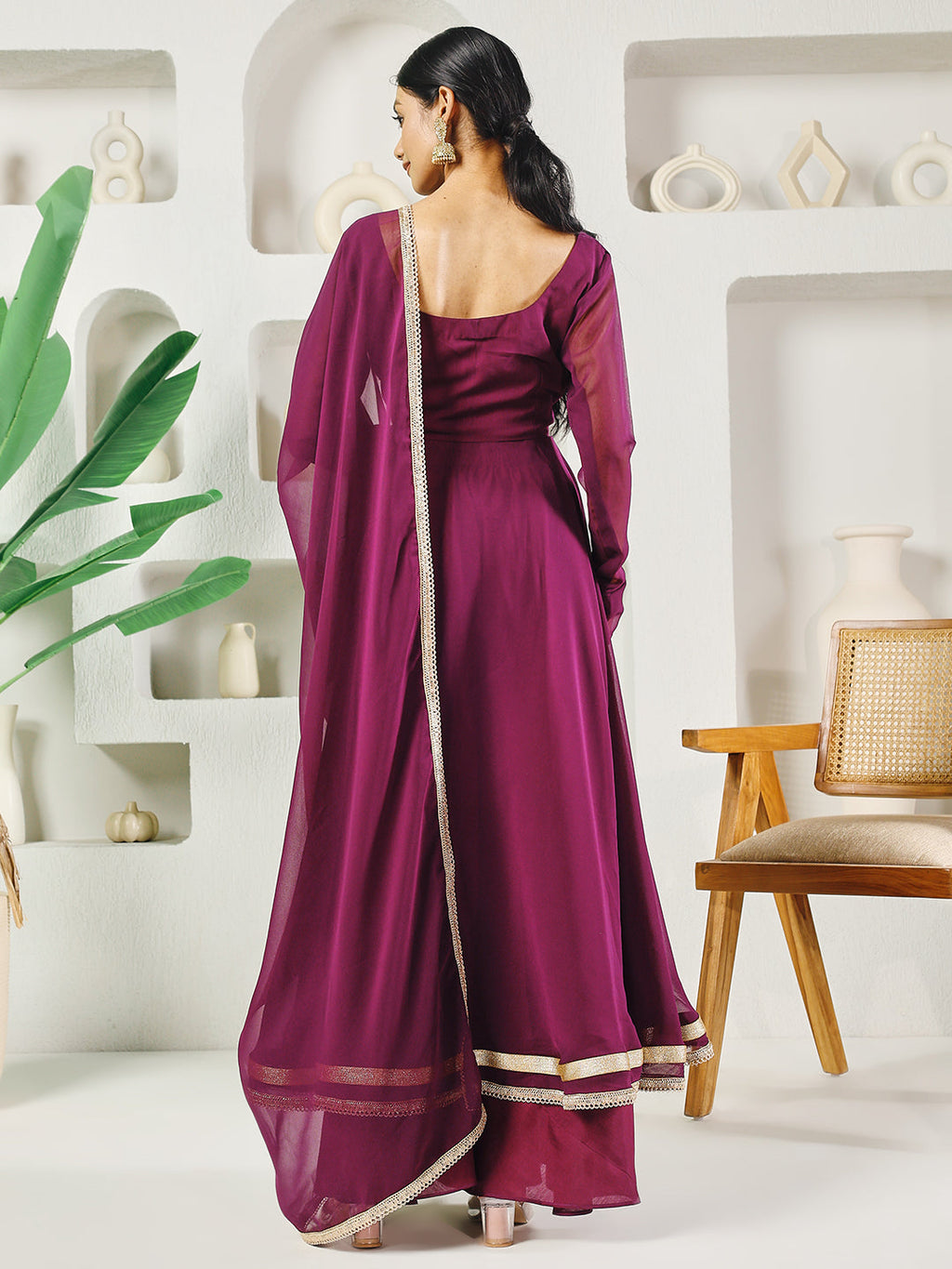 Fab Fashion Purple Solid Anarkali Set | Grocsy