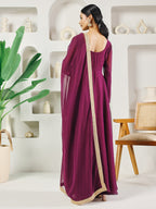 Fab Fashion Purple Solid Anarkali Set | Grocsy