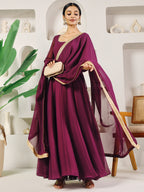 Fab Fashion Purple Solid Anarkali Set | Grocsy