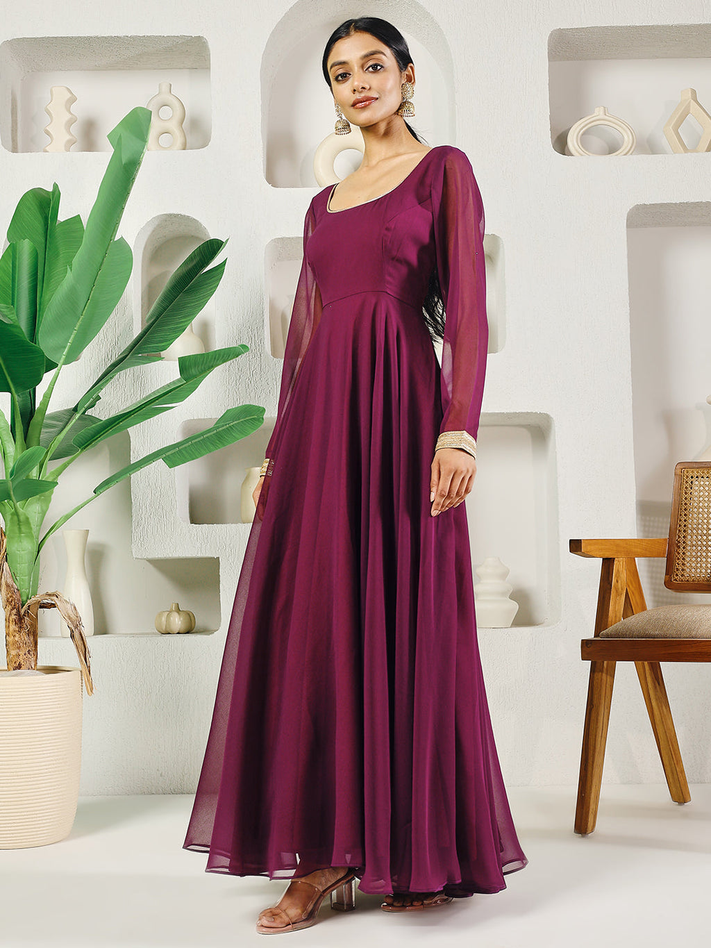 Fab Fashion Purple Solid Anarkali Set | Grocsy