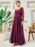 Fab Fashion Purple Solid Anarkali Set | Grocsy