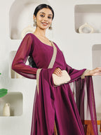 Fab Fashion Purple Solid Anarkali Set | Grocsy