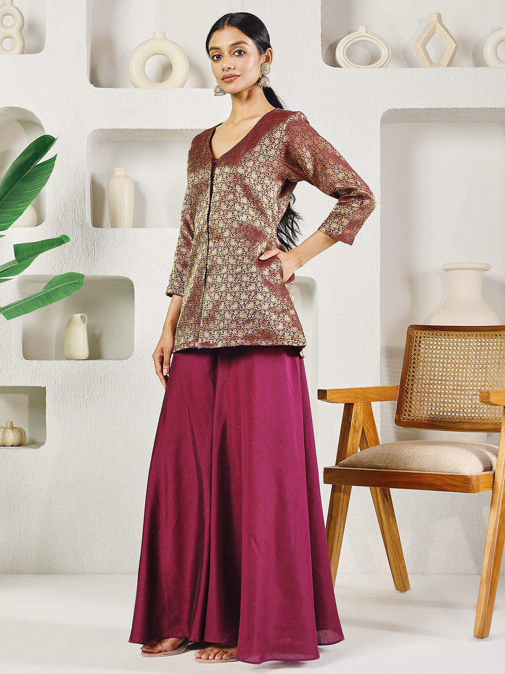 Fab Fashion Purple Crop Palazzo Set | Grocsy
