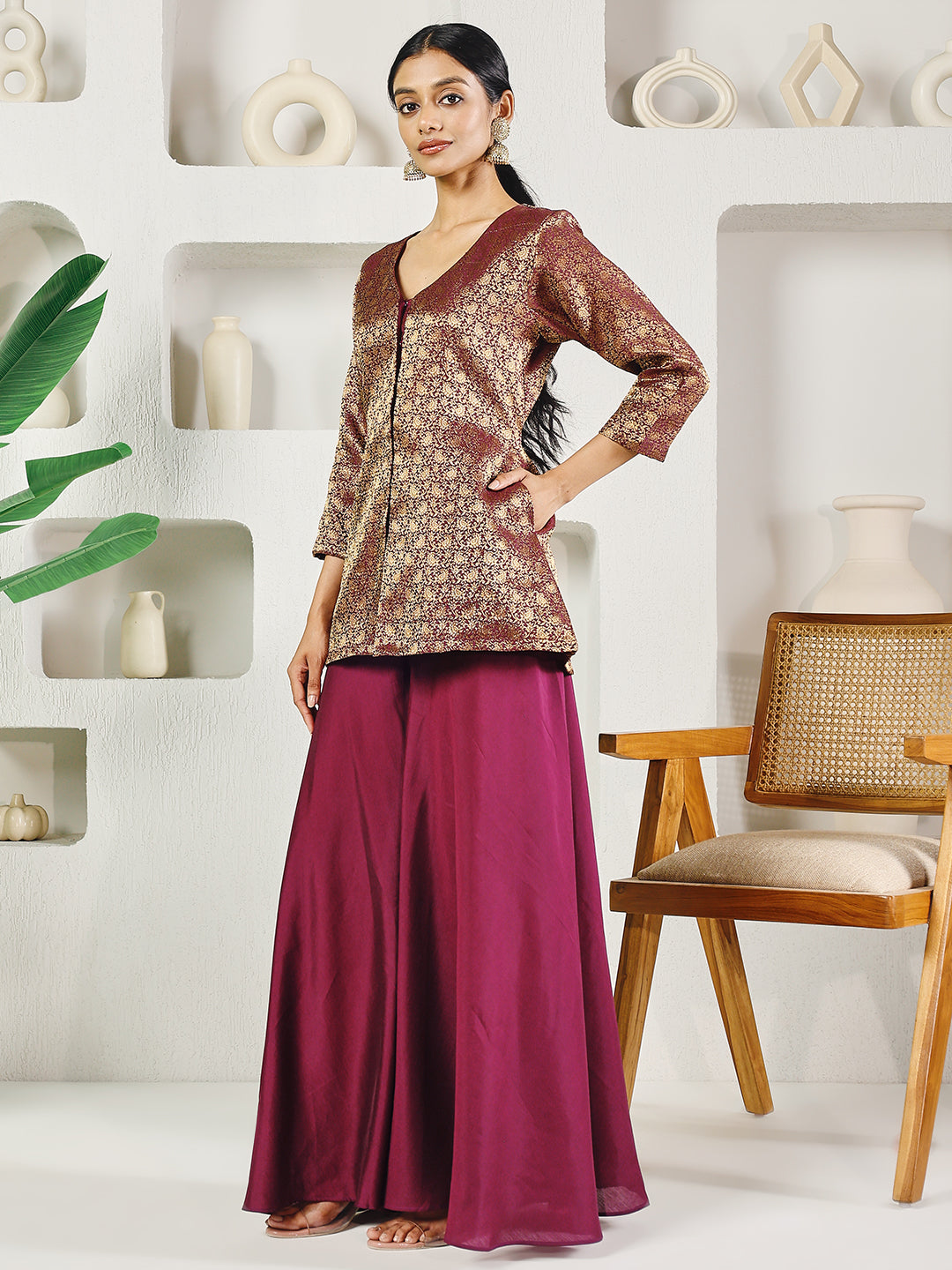 Fab Fashion Purple Crop Palazzo Set | Grocsy