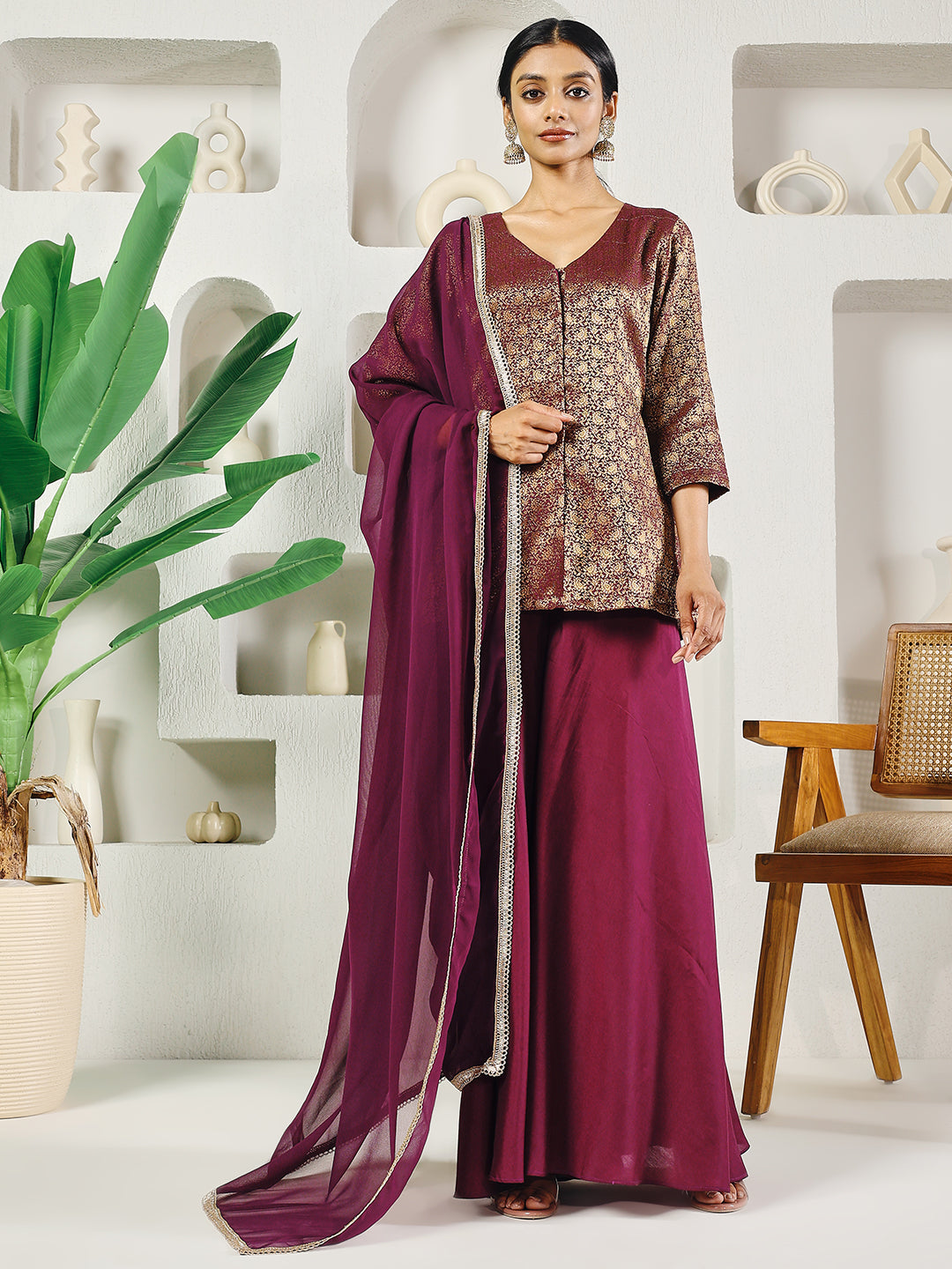 Fab Fashion Purple Crop Palazzo Set | Grocsy