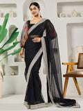 Fab Fashion Black Organza Ready to Wear Saree with Blouse | Grocsy
