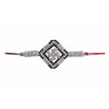 Diamond Shape with White and Red Kundans Rakhi | Grocsy