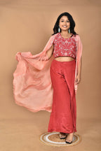 Morchari Women Hand Embroidery Crop Top-Rust | Grocsy