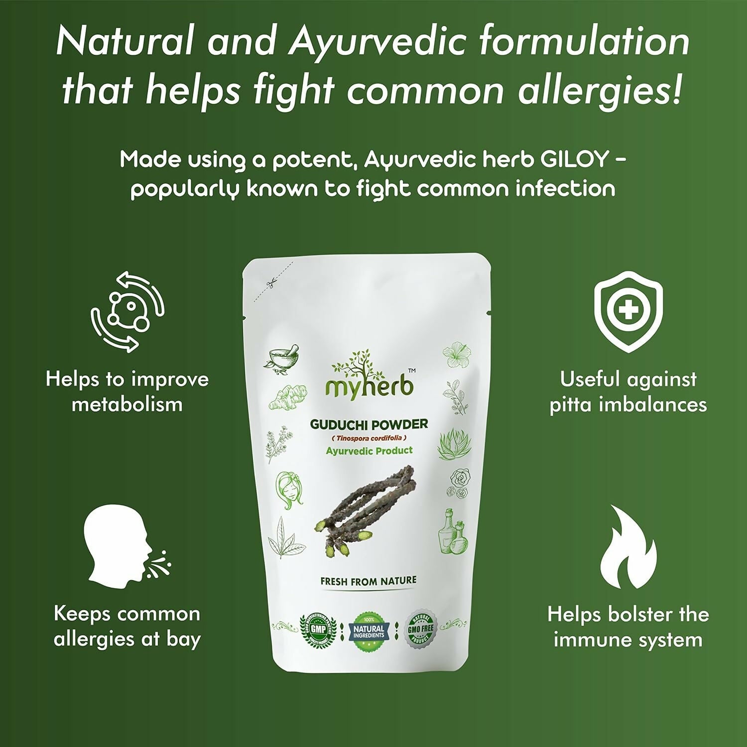 Myherb Natural Organic Guduchi Powder/Giloy Powder | Grocsy