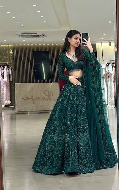Lehenga Mart Gorgeous Lehenga Choli For Wedding-Green | Grocsy