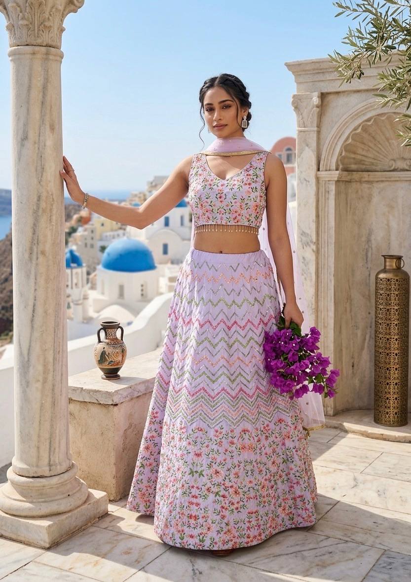 Lehenga Mart Gorgeous Lehenga Choli For Wedding-Lavender | Grocsy