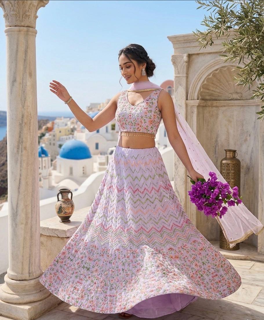 Lehenga Mart Gorgeous Lehenga Choli For Wedding-Lavender | Grocsy
