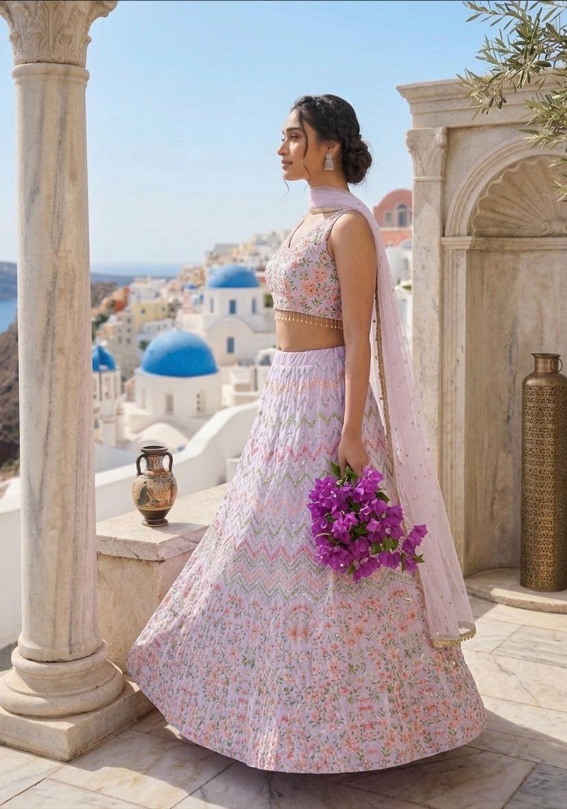 Lehenga Mart Gorgeous Lehenga Choli For Wedding-Lavender | Grocsy