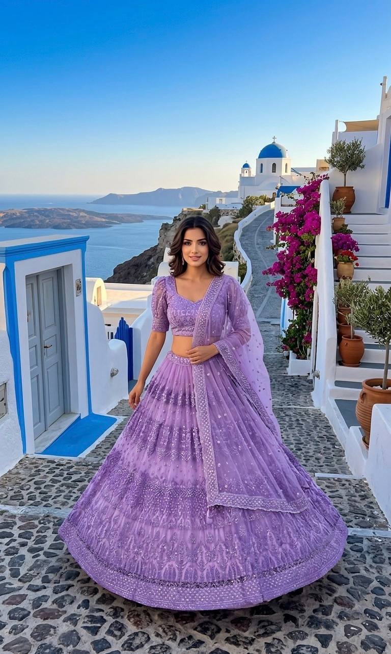 Lehenga Mart Gorgeous Lehenga Choli For Wedding-Lavender | Grocsy