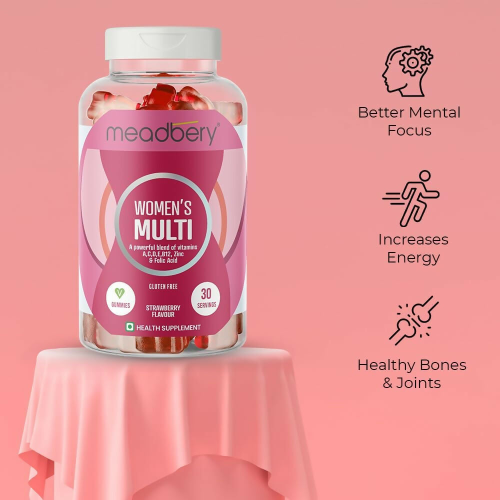 Meadbery Women's Multivitamin Gummies - Strawberry Flavour | Grocsy
