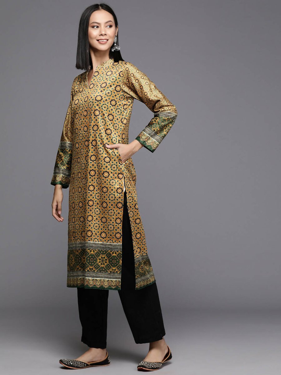 Ahalyaa Women's Traditional wear Kurta - Mustard | Grocsy