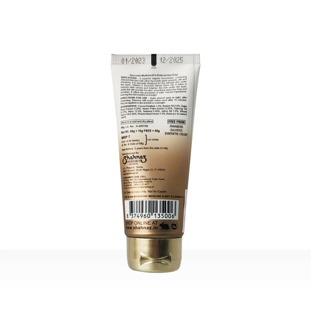 Shahnaz Husain Shasmooth Premium Under Eye Almond Cream | Grocsy