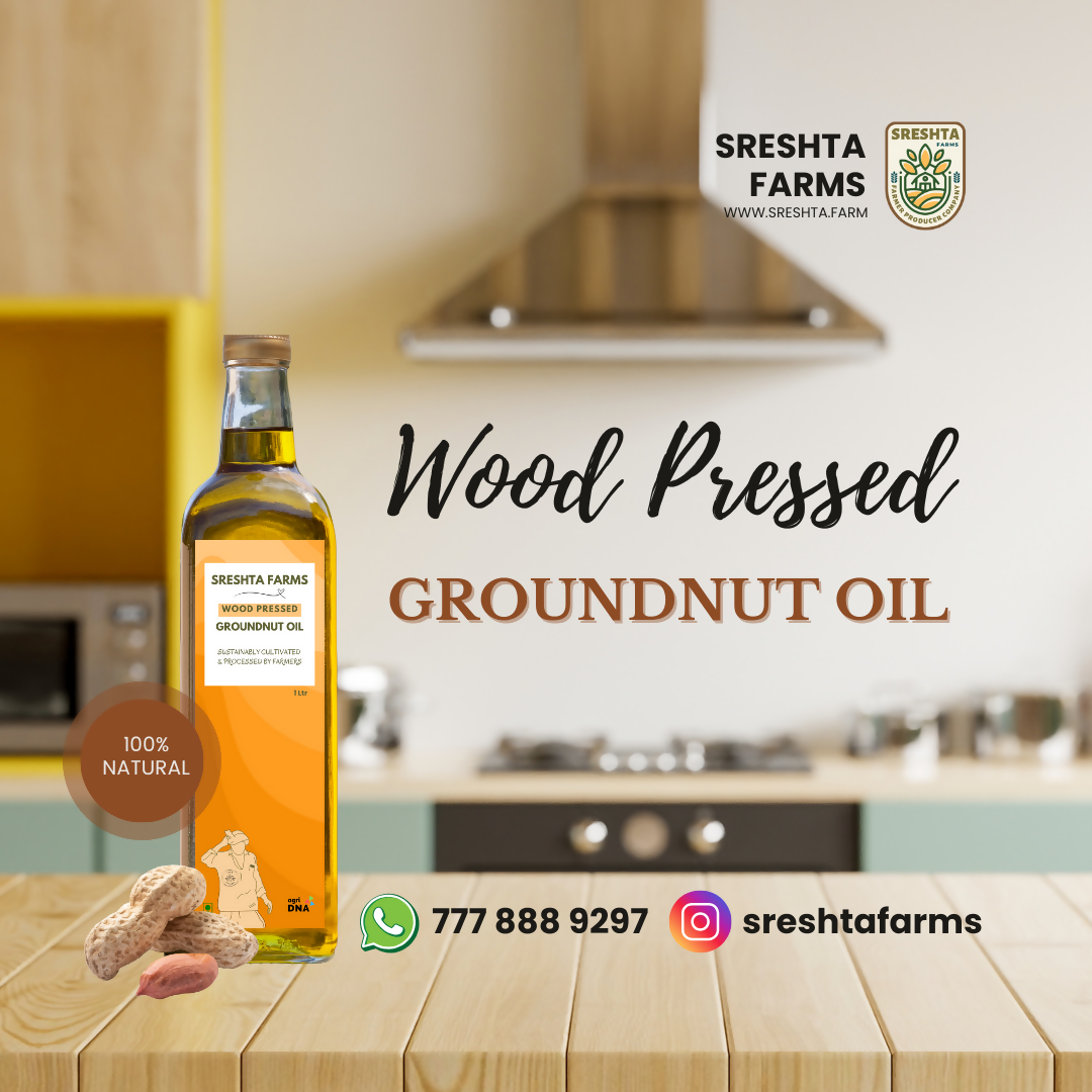 Sreshta Farms Wood Pressed Groundnut Oil | Grocsy