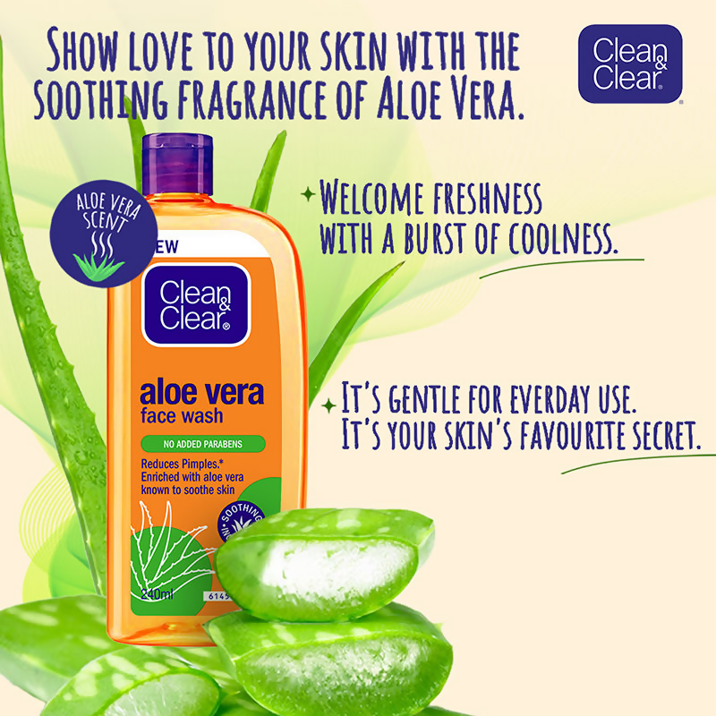 Clean & Clear Aloe Vera Face Wash - Gentle Hydrating Cleanser for Oily Skin | Grocsy