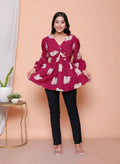 Miravan Womens Magenta Animal Print Butterfly Top | Grocsy