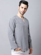 Even Apparels Multi Pure Cotton Round Neck Slit Men's Kurta | Grocsy