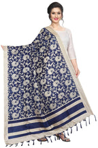 Vamika Latest Navy Blue Printed Khadi Bhagalpuri Dupatta | Grocsy