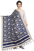 Vamika Latest Navy Blue Printed Khadi Bhagalpuri Dupatta | Grocsy